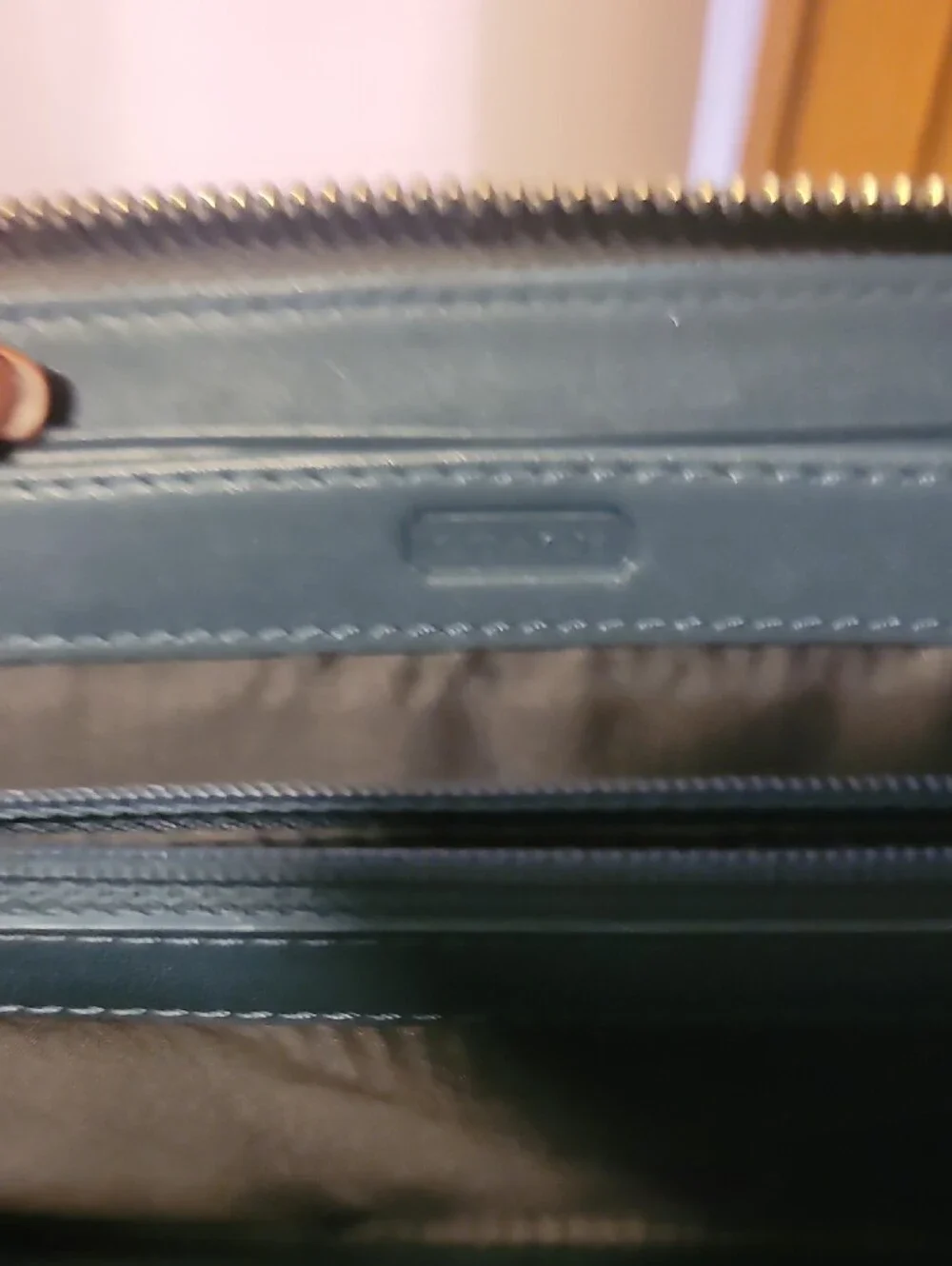 Coach Light Gray Croc-Embossed Zip Wallet